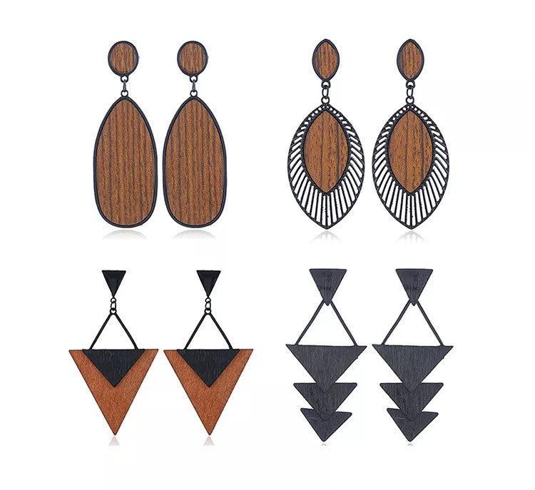 Boucles d'oreilles en bois Boho