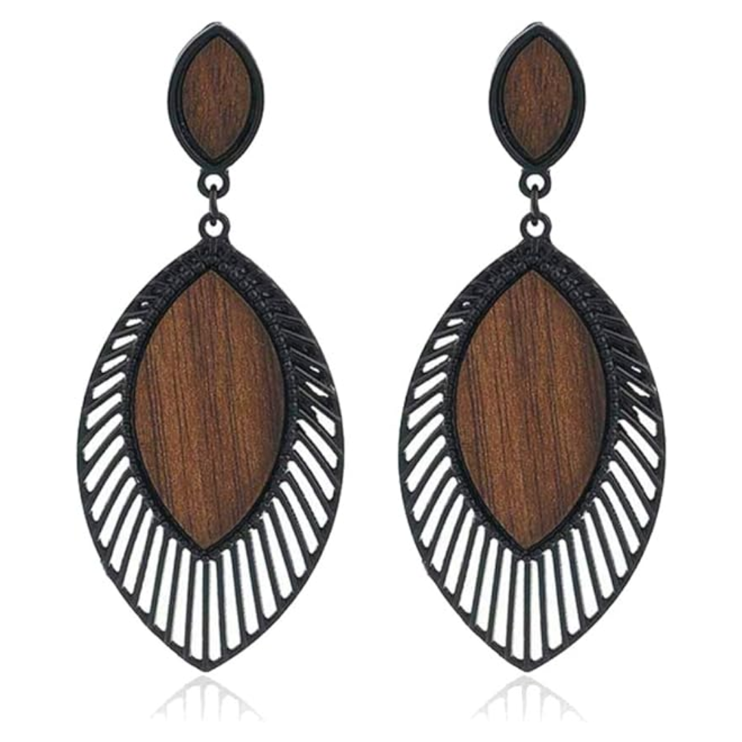 Boucles d'oreilles en bois Boho