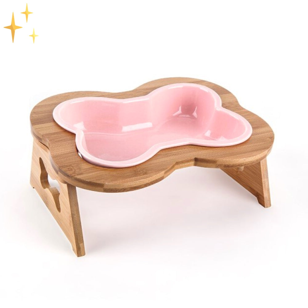 Bol en céramique pour chien avec support en bois – BoneFeast
