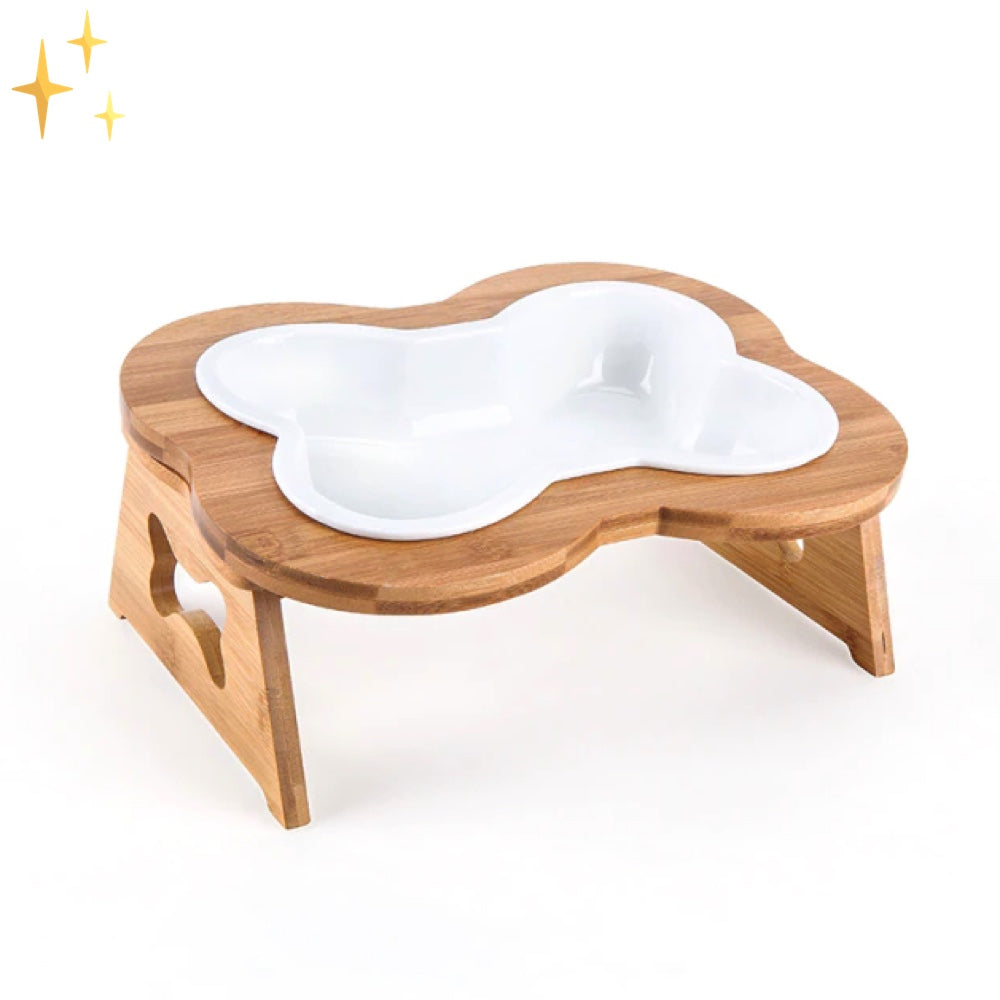 Bol en céramique pour chien avec support en bois – BoneFeast