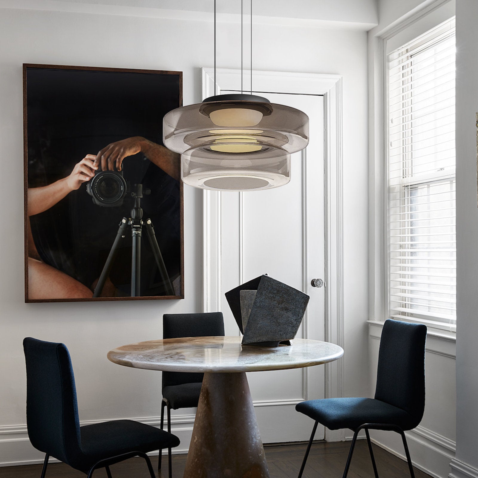 Suspension en Verre de Style Bauhaus pour Îlot de Cuisine et Salle à Manger