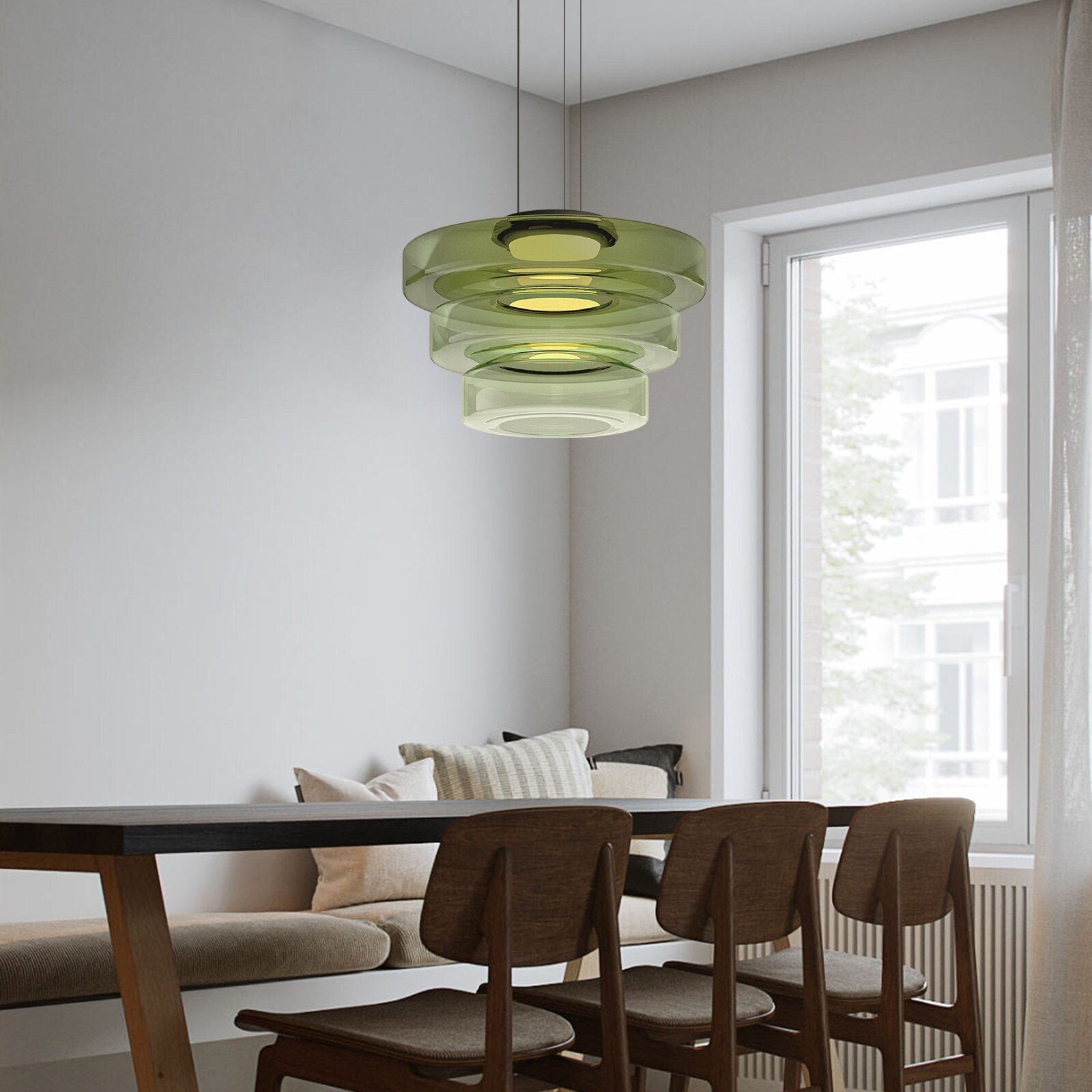 Suspension en Verre de Style Bauhaus pour Îlot de Cuisine et Salle à Manger