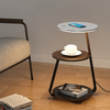 Table d'Appoint Moderne – Cadre en Acier Durable avec Finition en Pierre ou Bois