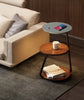 Table d'Appoint Moderne – Cadre en Acier Durable avec Finition en Pierre ou Bois