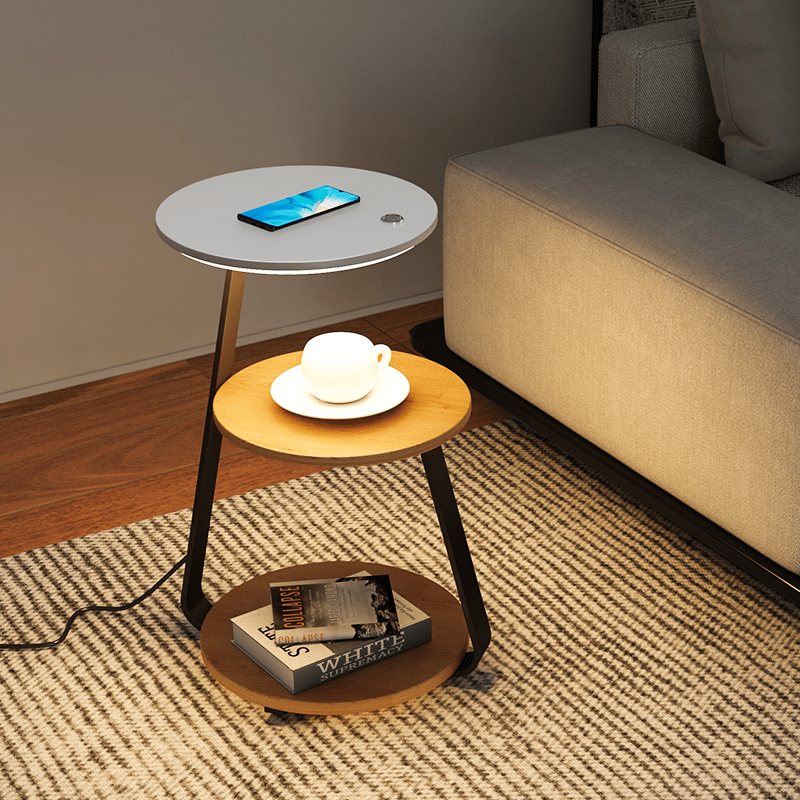 Table d'Appoint Moderne – Cadre en Acier Durable avec Finition en Pierre ou Bois