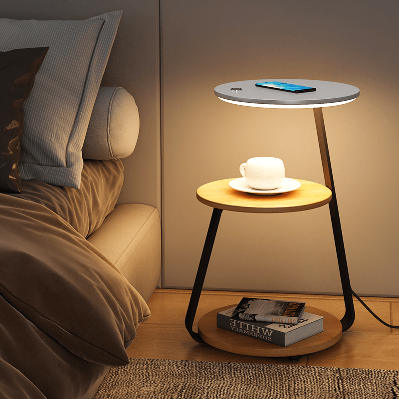 Table d'Appoint Moderne – Cadre en Acier Durable avec Finition en Pierre ou Bois