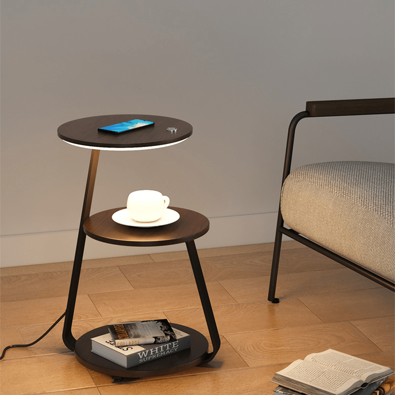 Table d'Appoint Moderne – Cadre en Acier Durable avec Finition en Pierre ou Bois