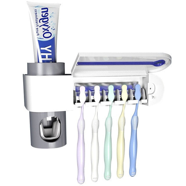 Stérilisateur de brosse à dents à lumière UV et distributeur de dentifrice