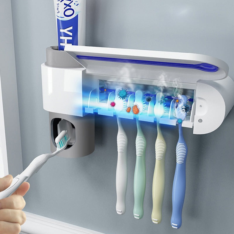 Stérilisateur de brosse à dents à lumière UV et distributeur de dentifrice