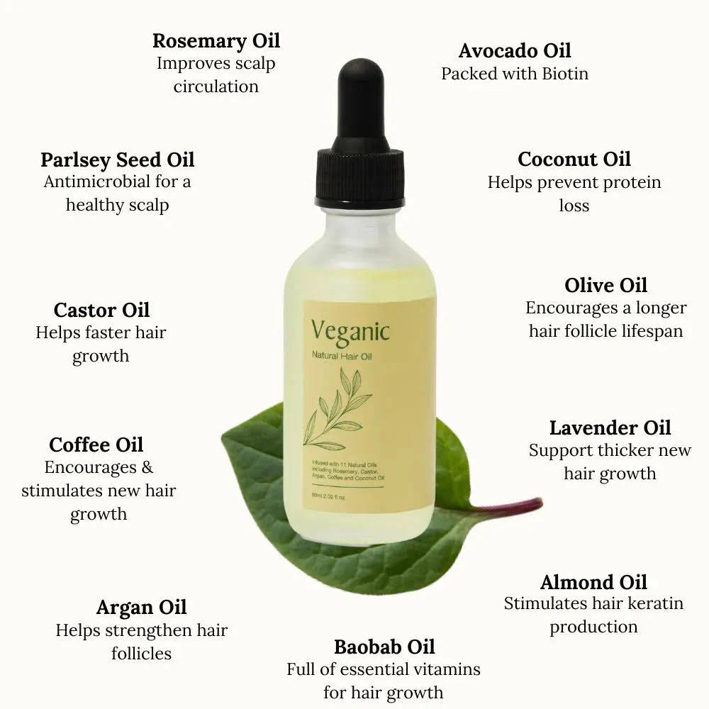 Veganic - Huile de Croissance Capillaire Naturelle 2 pièces