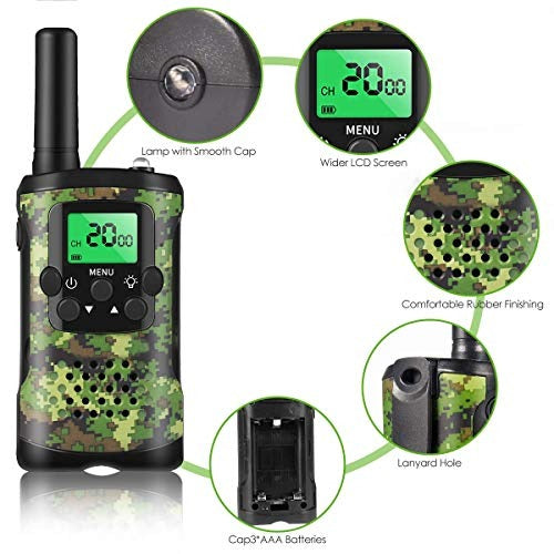Talkies-Walkies Enfants | 22 Canaux | 5 km de Portée | Camouflage Vert