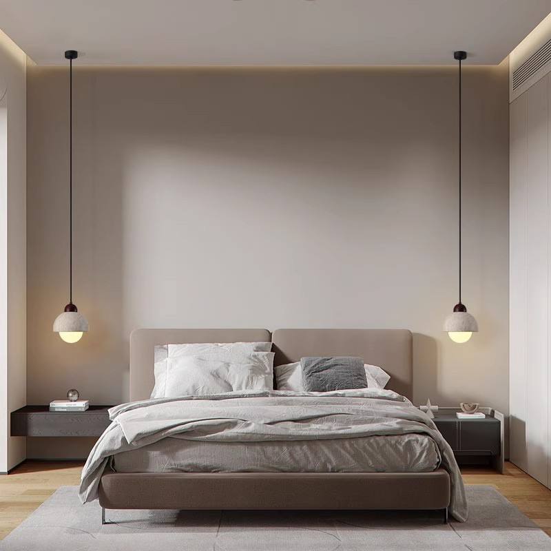 Suspension en Marbre Naturel – Design Élégant en Noyer et Pierre pour un Look Intemporel