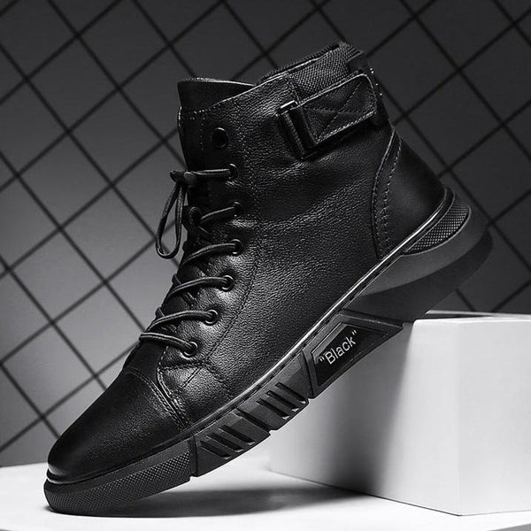 Bottes en Cuir Noir Fait Main - NoirCraft