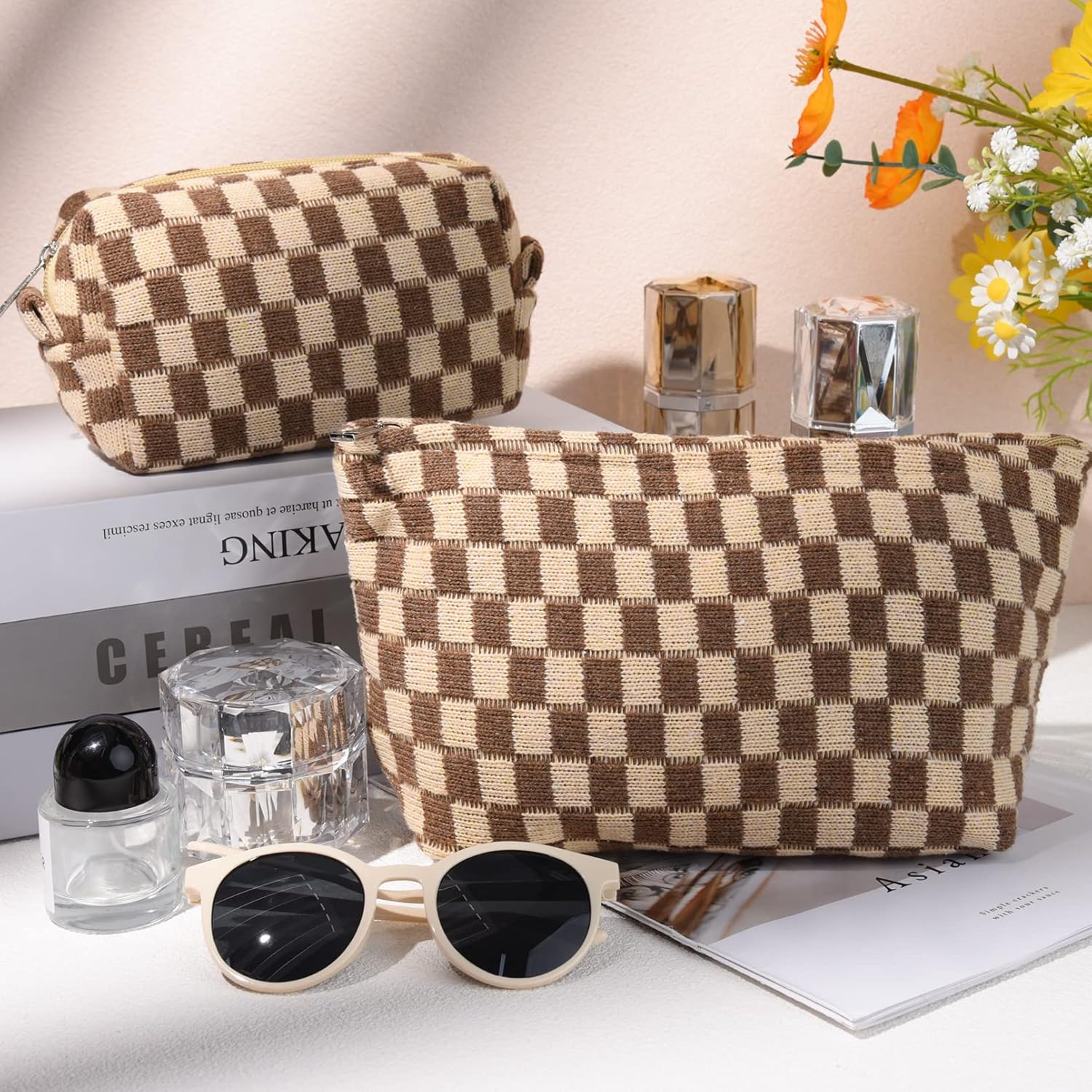 Trousse de Maquillage à Carreaux Indispensable