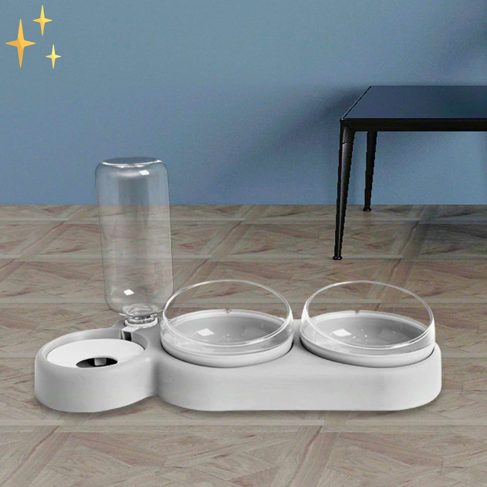 Bol de nourriture double avec distributeur d'eau automatique – HydraFeeder
