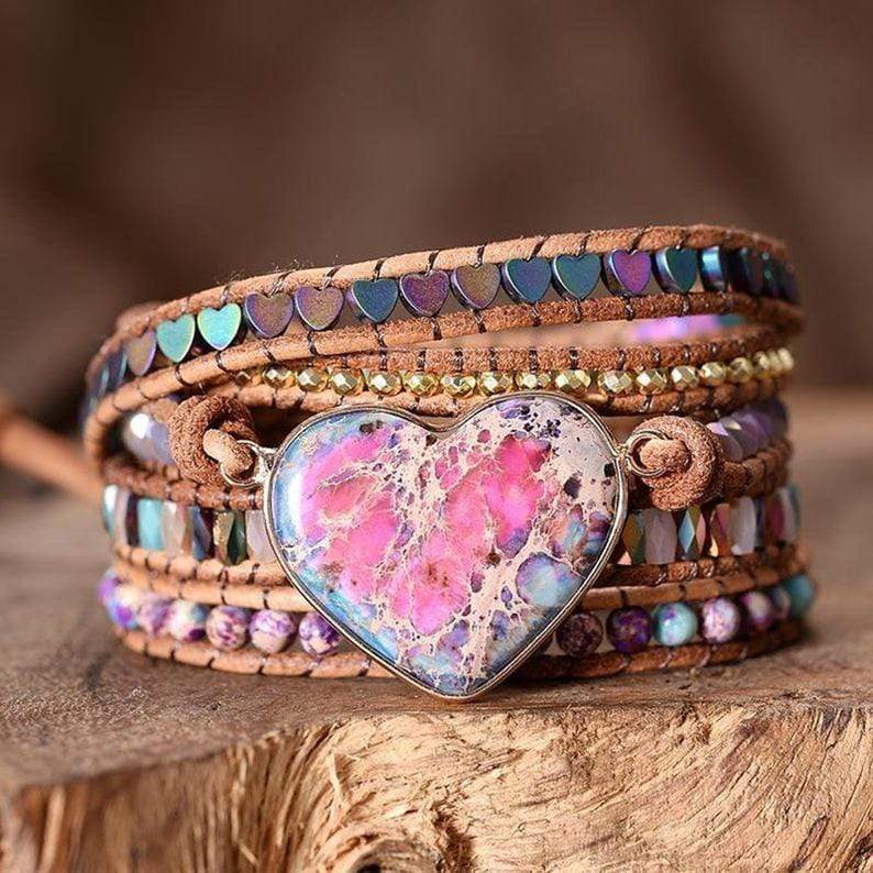Bracelet enroulé en jaspe de protection de l'amour – Amora