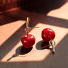 Superbes boucles d'oreilles cerises rouges