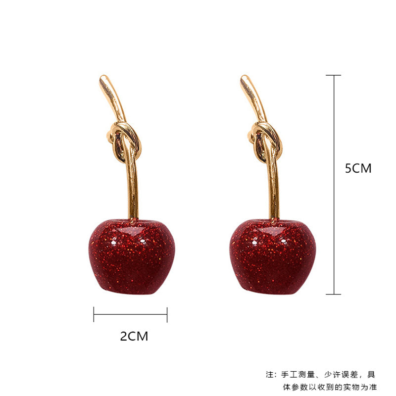 Superbes boucles d'oreilles cerises rouges