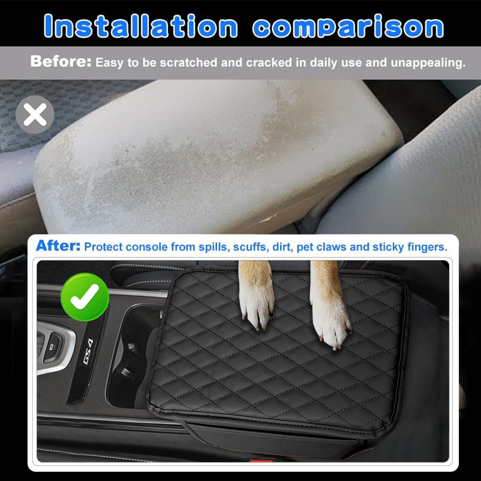 Tapis de bras en PU cuir pour voiture