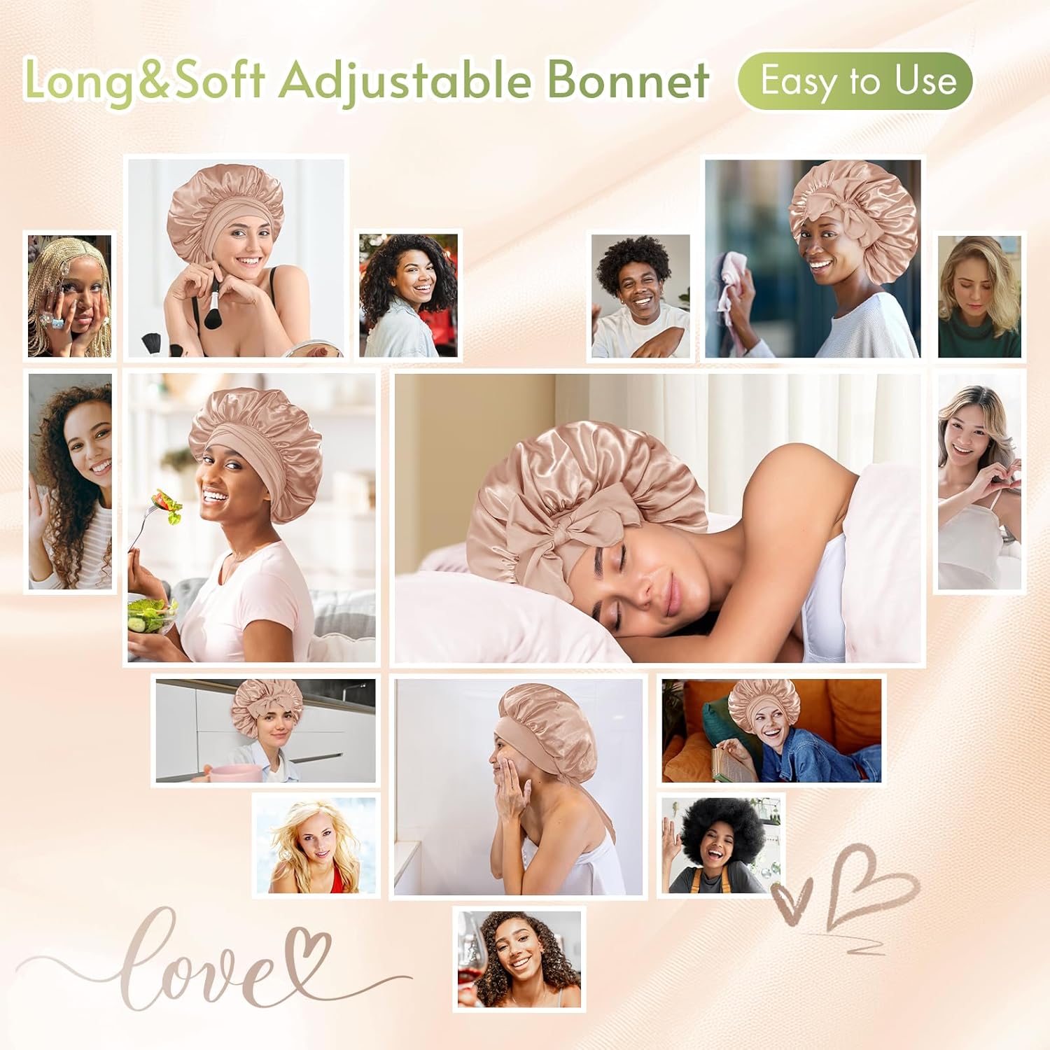 Bandeau en satin – Bonnet de nuit pour femmes