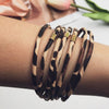 Bracelet en cuir multicouches avec motif léopard
