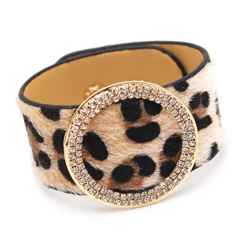 Bracelet en cuir léopard