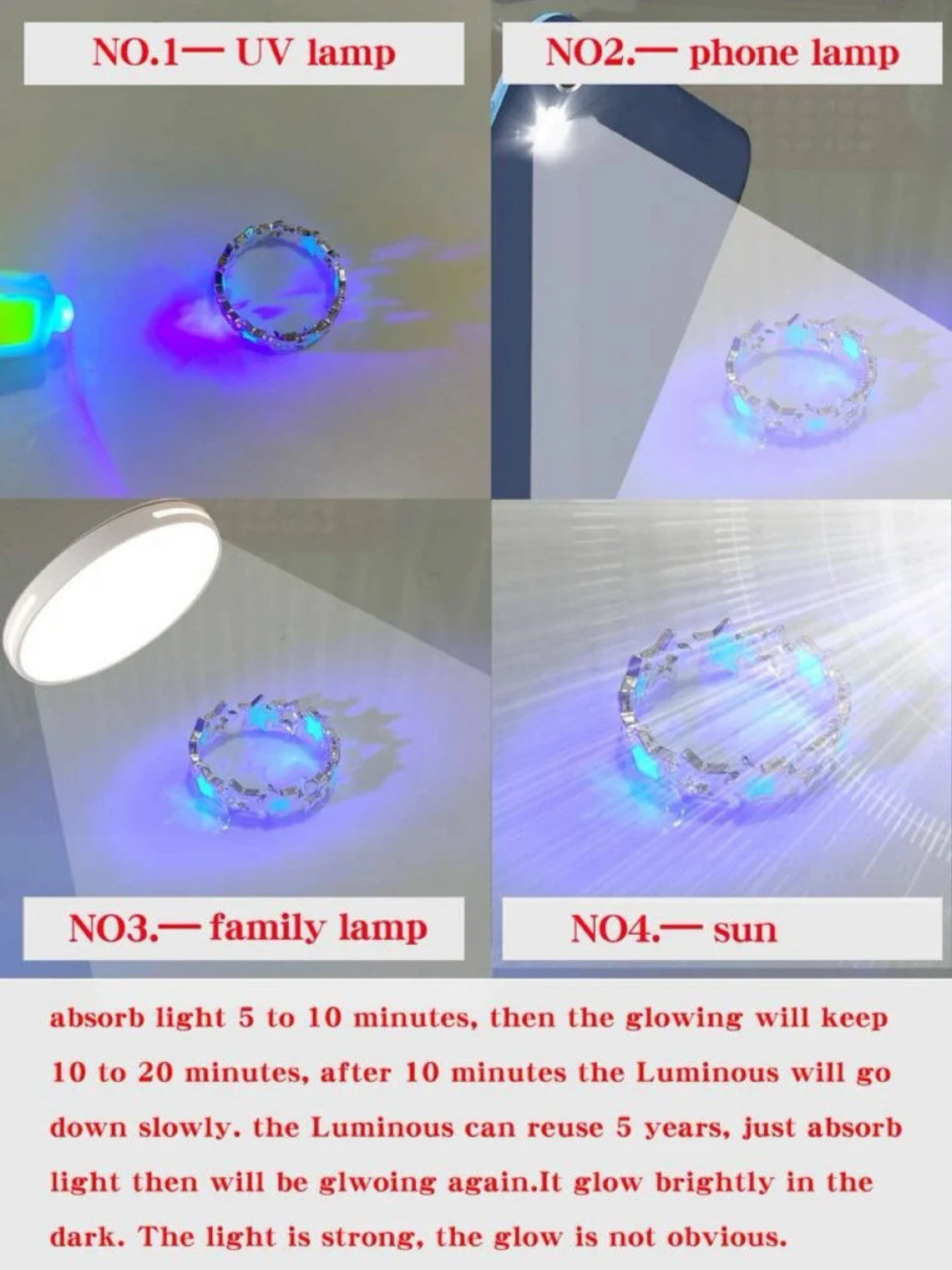 Bague étoile lumineuse ajustable