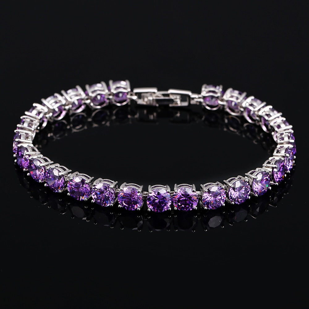 Bracelet de tennis avec cœur en cristal