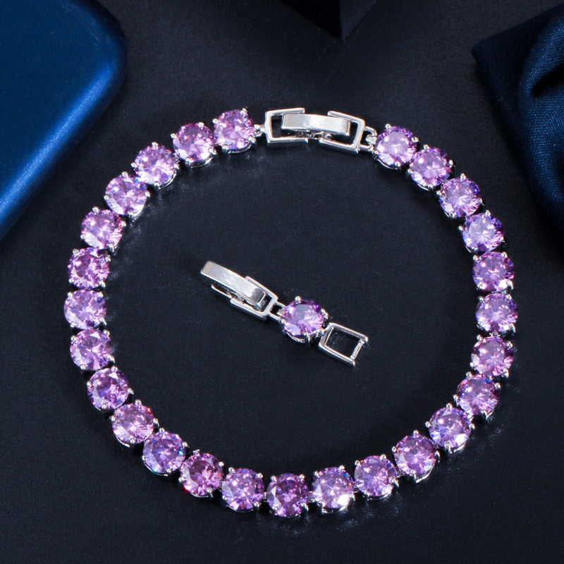 Bracelet de tennis avec cœur en cristal