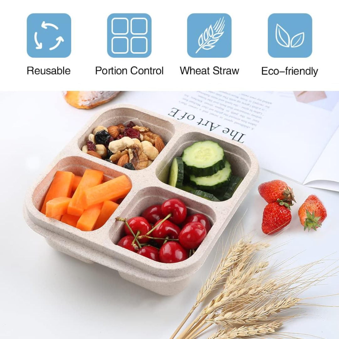 Boîtes de préparation de repas 4 compartiments style Bento (pack de 4) – Bento4You