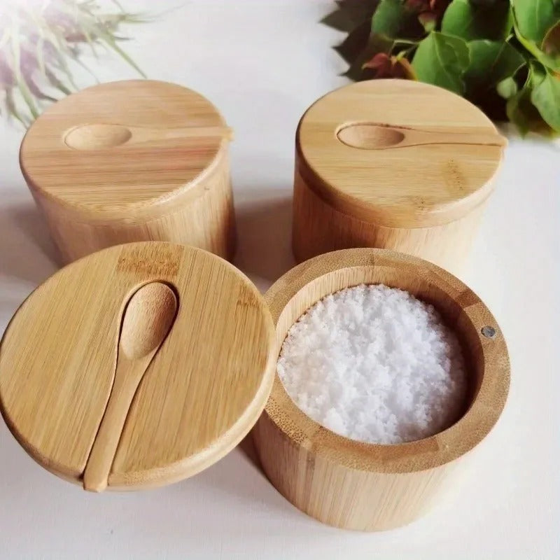 Boîte à épices en bambou avec couvercle et cuillère - Nomi