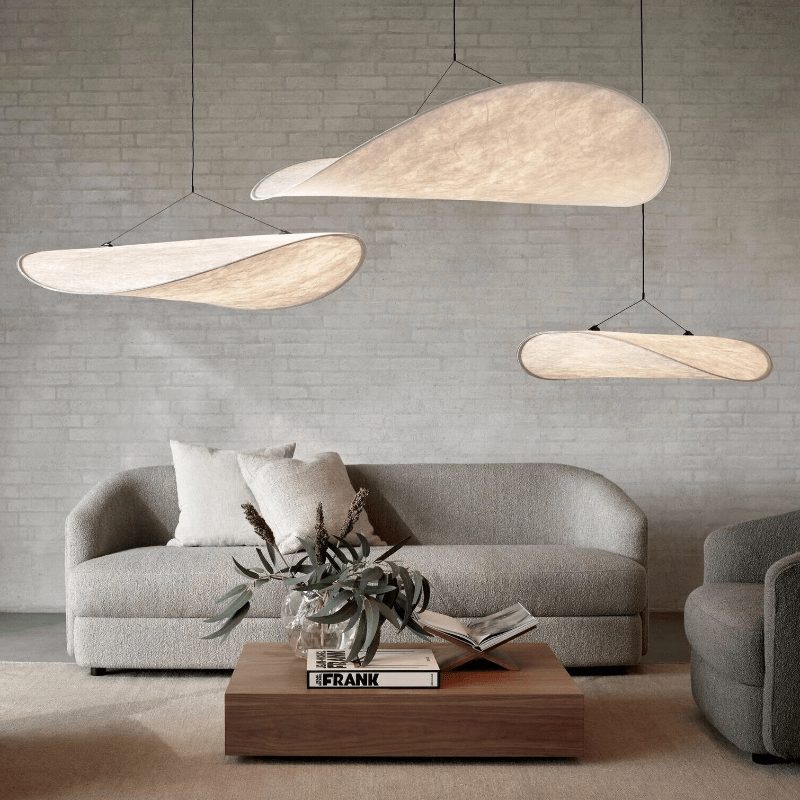 Style Japandi | Lampe de Plafond en Soie | Suspension Élégante | Éclairage Doux | Tissus Luxueux | Décorations Modernes et Traditionnelles | Durable et Écologique | Dimensions : 40/60/80/100 cm | LED Inclus