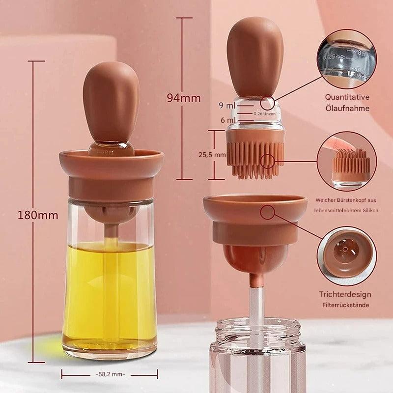 Bouteille en silicone avec tête de brosse - OilBuddy