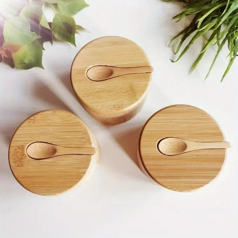Boîte à épices en bambou avec couvercle et cuillère - Nomi