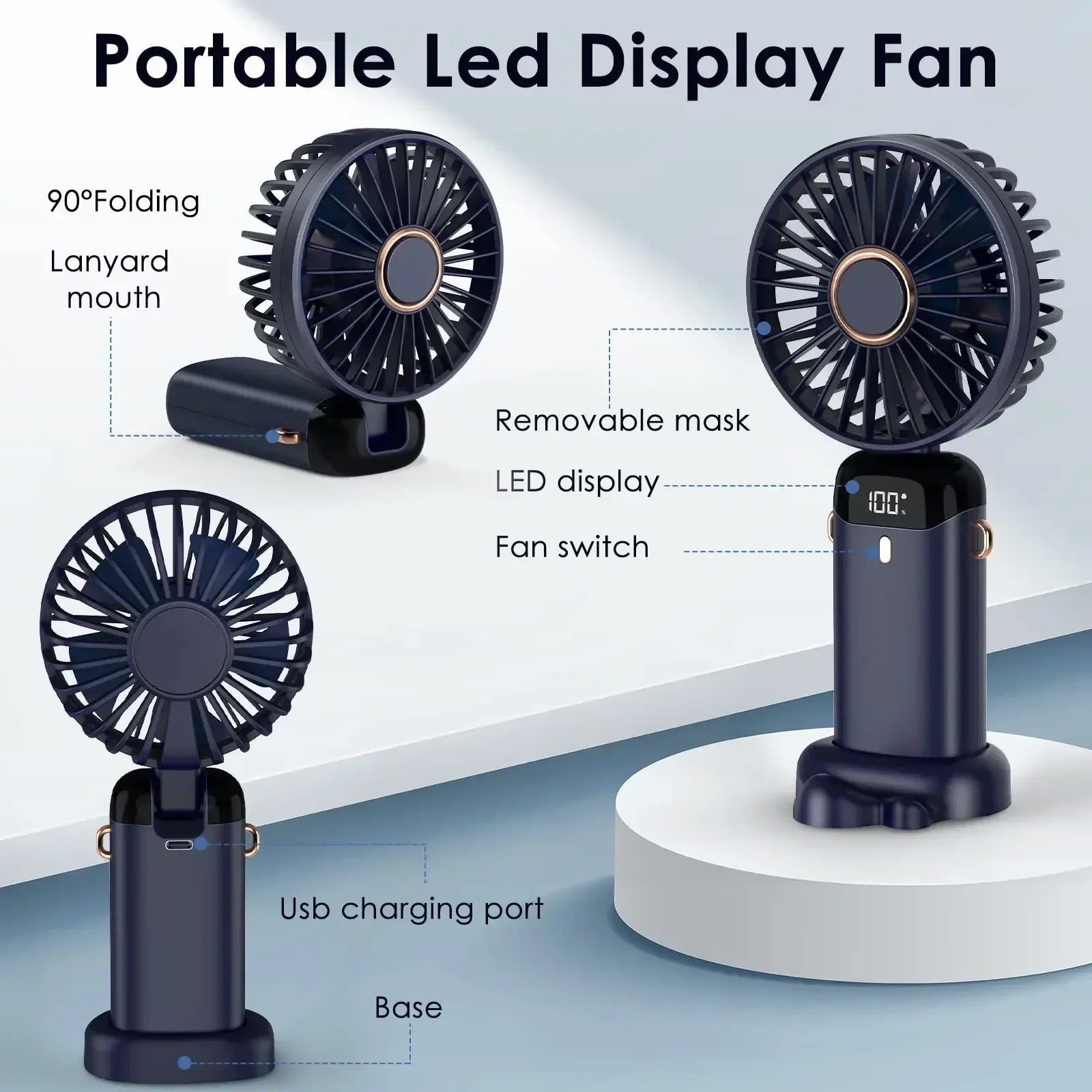 Ventilateur Portable Rechargeable 5000mAh