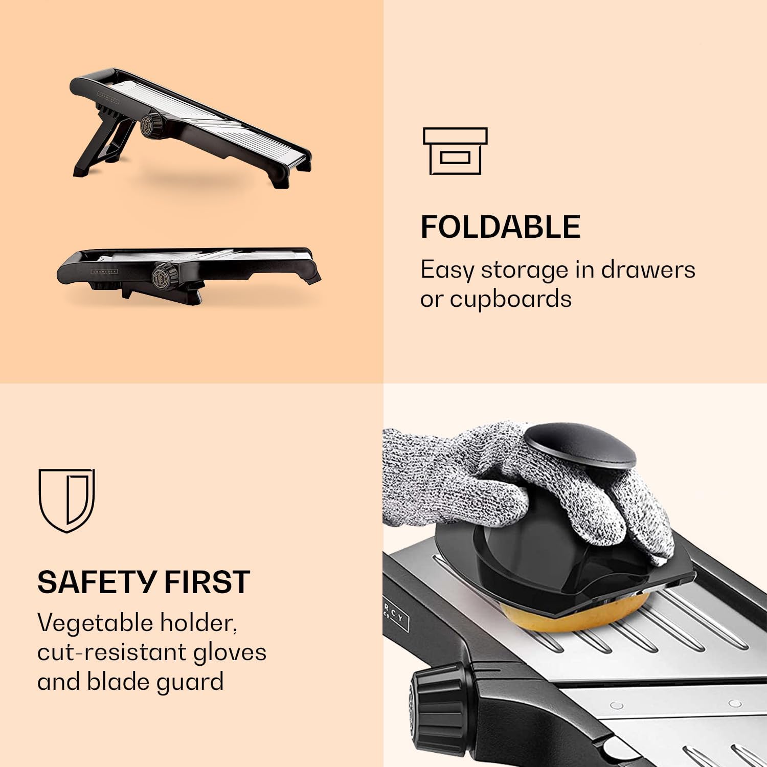 SlicerPro Set de Sécurité | Mandoline avec Gants Résistants aux Coupures