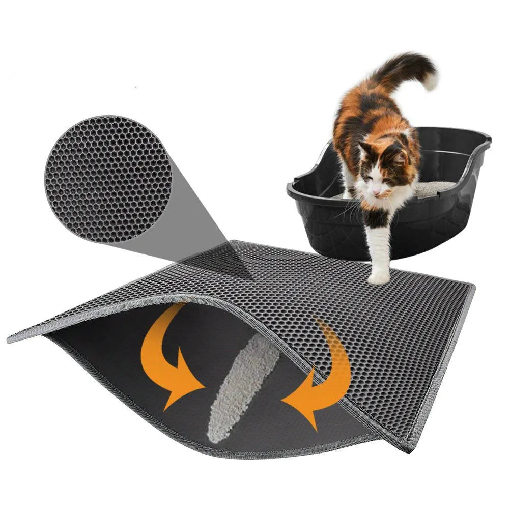 Tapis de collecte des déchets | Garde les sols propres et exempts de litière renversée Brève description : Capture efficacement la litière du chat grâce à une conception à double couche.