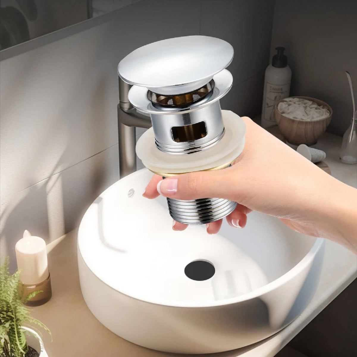 Bouchon de Drain Pop-Up en Laiton Premium – Installation Facile, Sans Débordement, Étanche