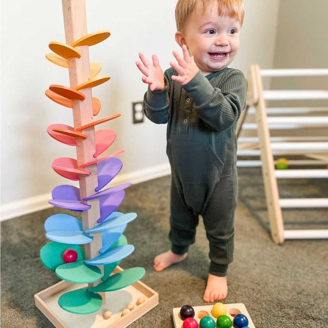 Arbre à Billes Arc-en-Ciel - Jouet Montessori avec Musique