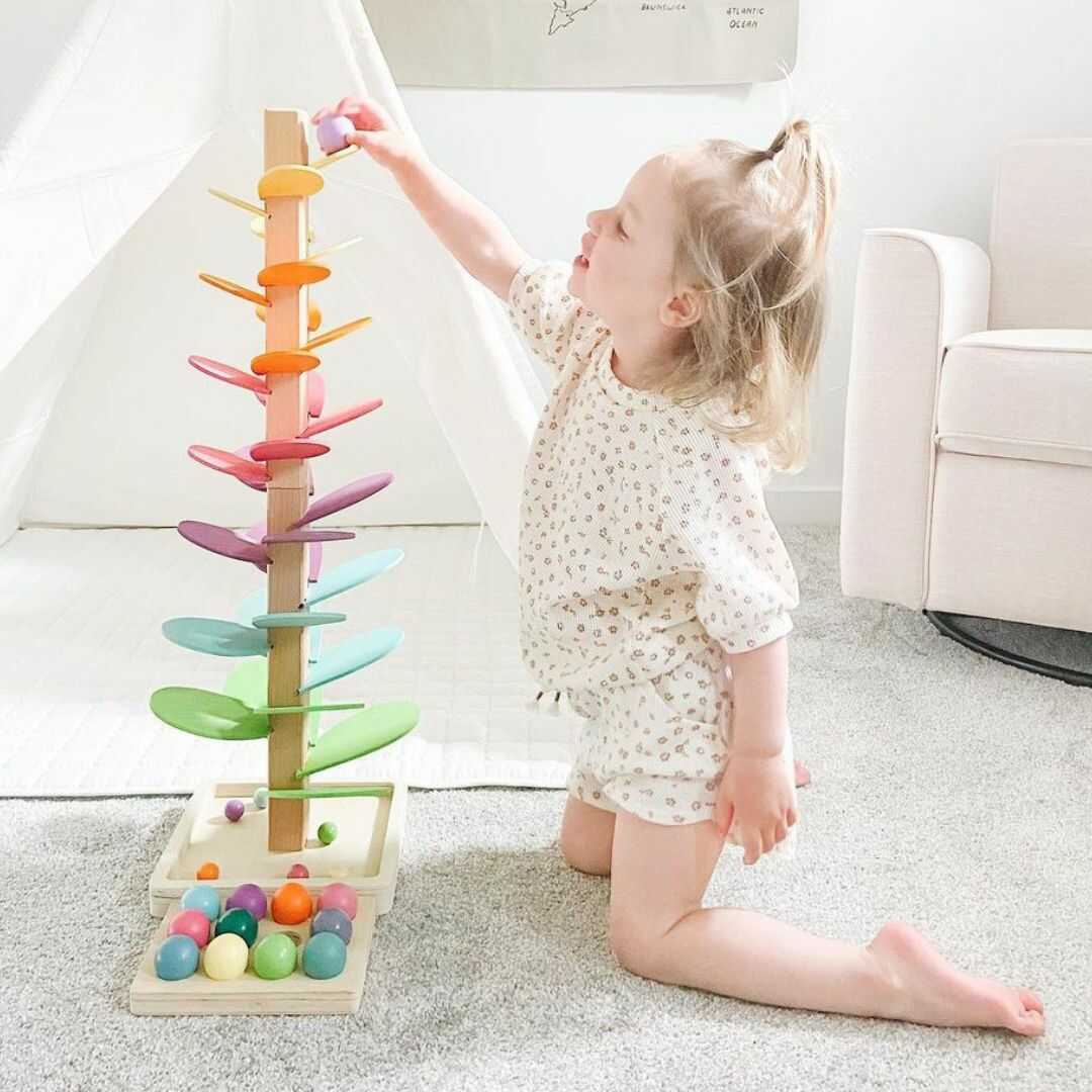 Arbre à Billes Arc-en-Ciel - Jouet Montessori avec Musique