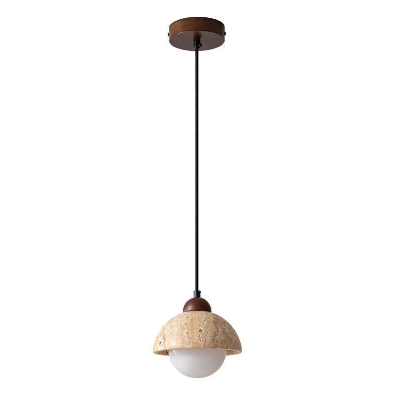 Suspension en Marbre Naturel – Design Élégant en Noyer et Pierre pour un Look Intemporel