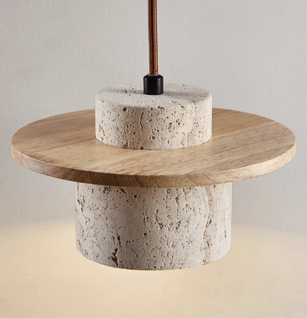 Suspension en Travertin | Design en Pierre Naturelle pour Îlot de Cuisine et Salle à Manger