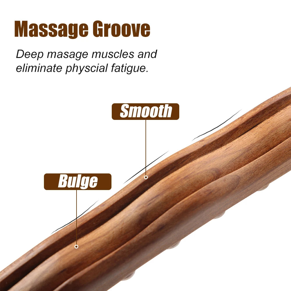 Bâton de Gua Sha en Bois - Relaxa - Massage des Épaules en Tapis - Outil de Brûlage de Graisse