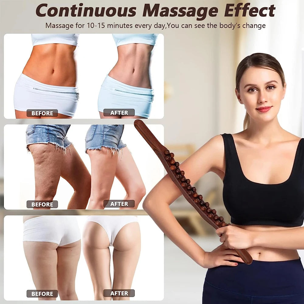 Bâton de Gua Sha en Bois - Relaxa - Massage des Épaules en Tapis - Outil de Brûlage de Graisse