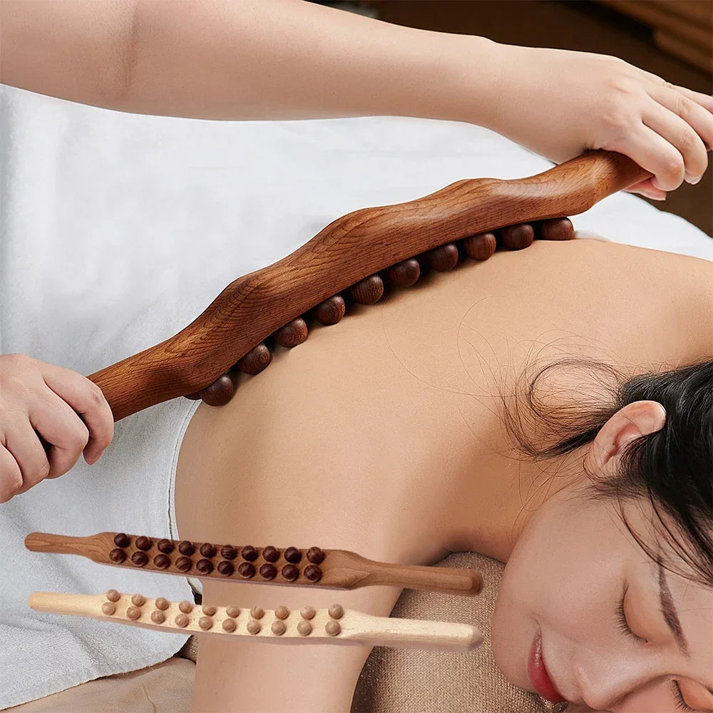 Bâton de Gua Sha en Bois - Relaxa - Massage des Épaules en Tapis - Outil de Brûlage de Graisse