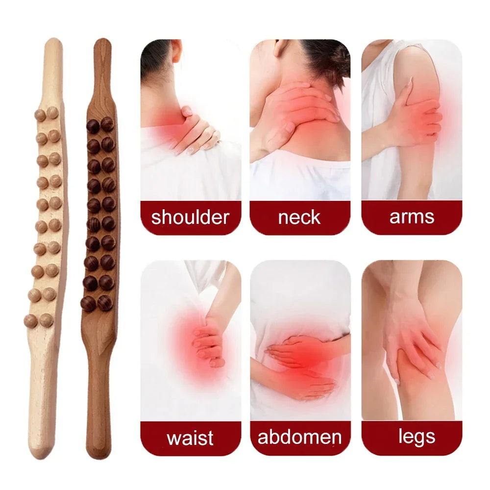 Bâton de Gua Sha en Bois - Relaxa - Massage des Épaules en Tapis - Outil de Brûlage de Graisse