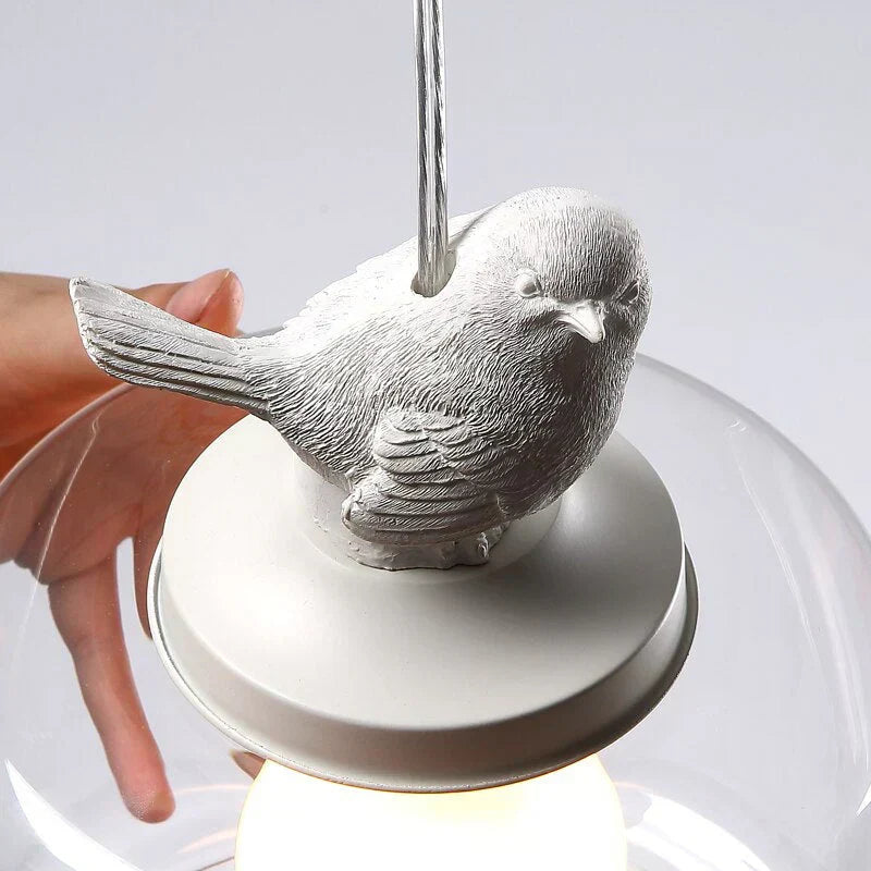 Suspension Inspirée des Oiseaux – Élégance Fantaisiste avec Éclairage Chaud