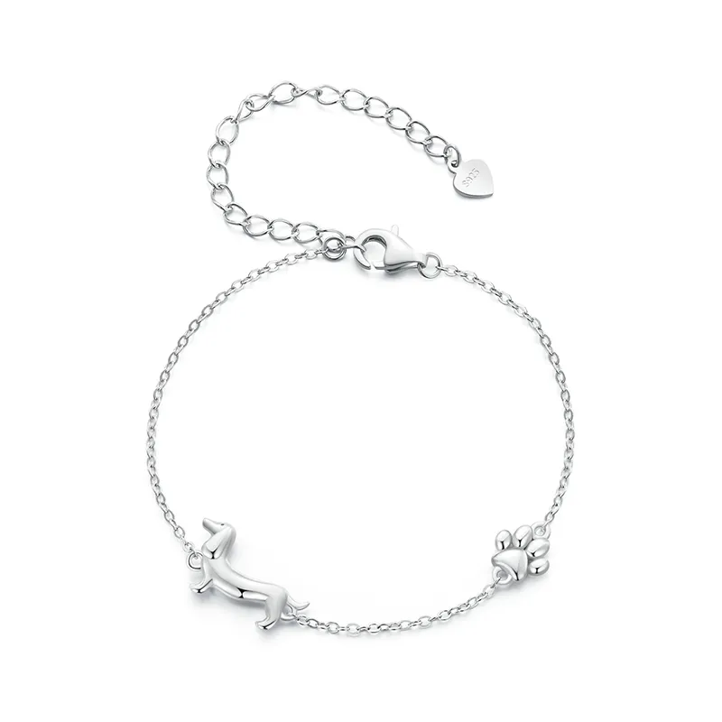 Bracelet charm en forme de chien teckel mignon