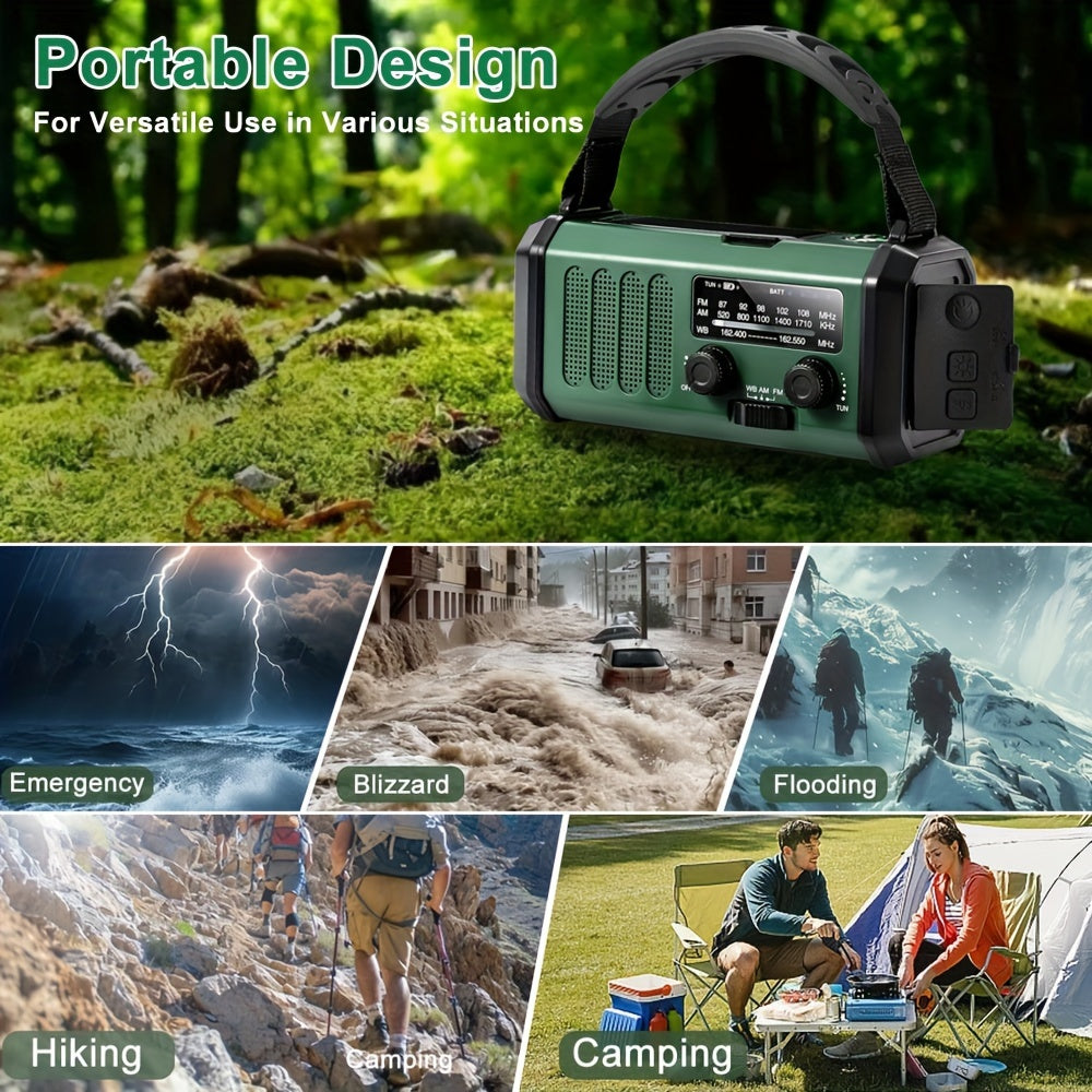 10000mAh Noodradio | Énergie Solaire & Dynamo Manuelle | AM/FM | Alarme SOS
