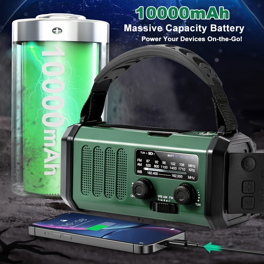 10000mAh Noodradio | Énergie Solaire & Dynamo Manuelle | AM/FM | Alarme SOS